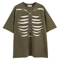Skull print cotton t-shirt in dark high street style with loose fit and drop shoulder sleeves