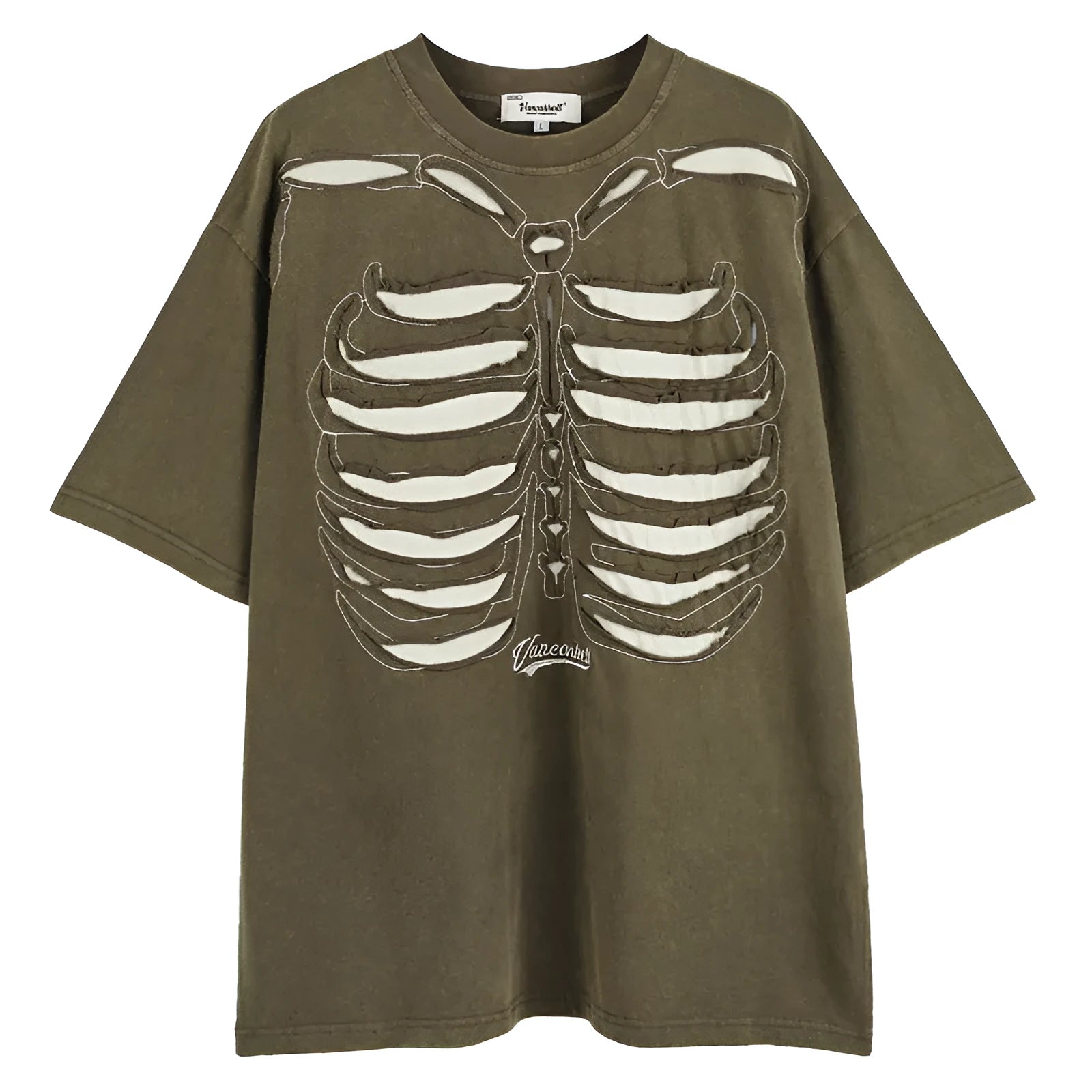 Skull print cotton t-shirt in dark high street style with loose fit and drop shoulder sleeves