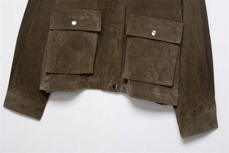 Women's PU casual jacket in picture colour showing Japanese Korean style with medium thickness