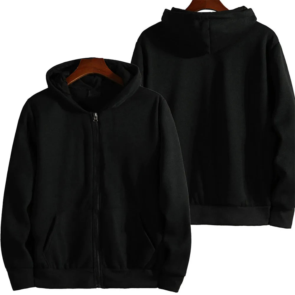 Men's loose fit solid colour sports zipper jacket in polyester spandex fabric