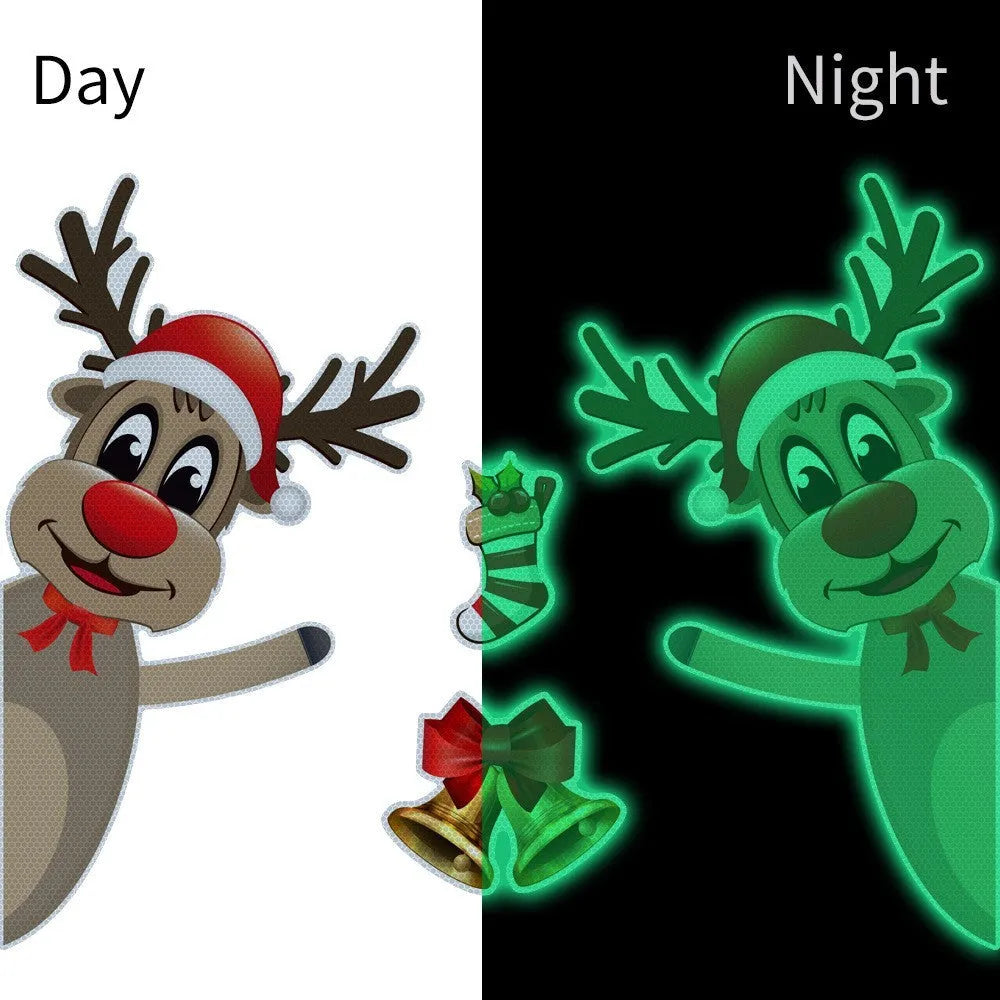 Christmas elk bell cartoon design magnetic luminous reflective bumper stickers for car decoration