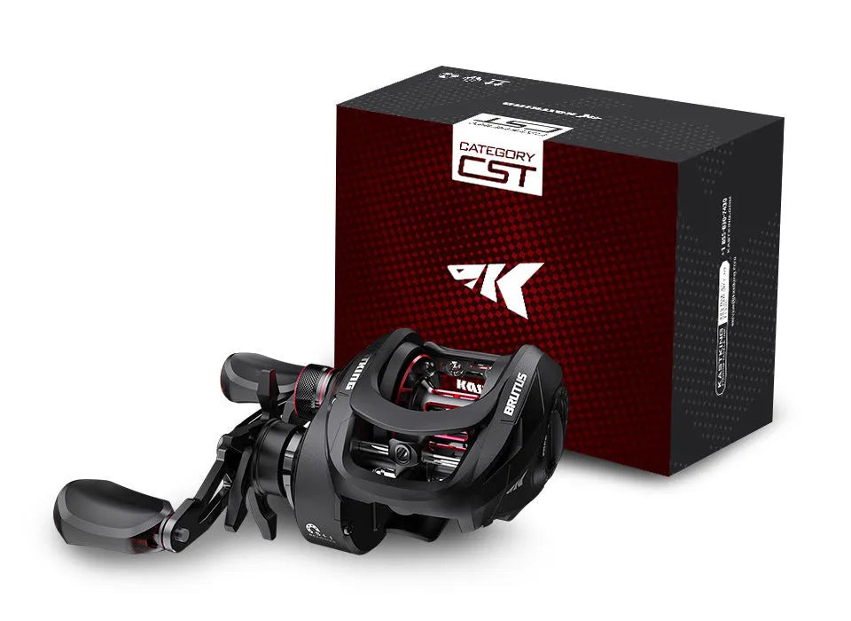 Drip wheel fishing reel with lure rod and a choice of left or right-hand wheel, shown with included fishing vessel.