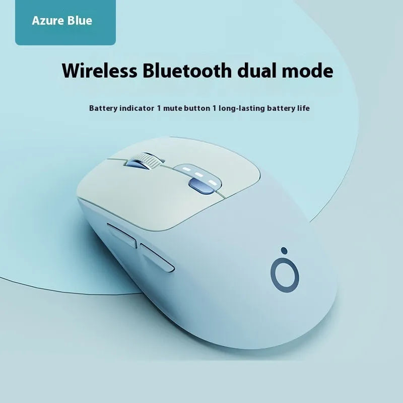 Mute wireless computer mouse in matcha green colour showing compact 110mm size with five buttons