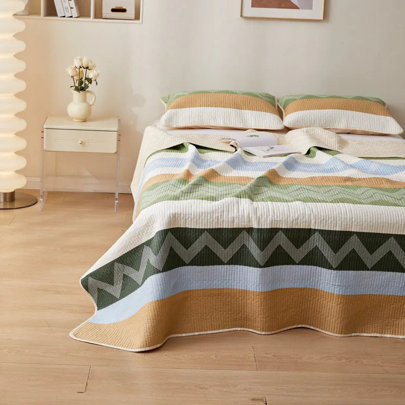 Pure cotton bed sheet three-piece set in modern simple style with reactive printed colours