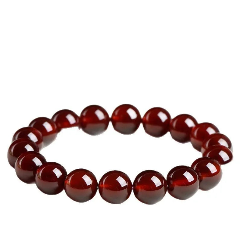 Natural orange red garnet crystal bracelet with Ruyi decorative elements in retro ball design