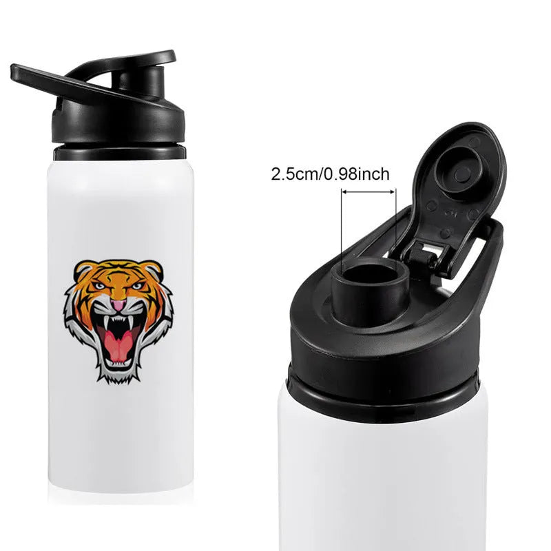 White aluminium sports water bottle with 600ml or 750ml capacity for cycling and outdoor hydration