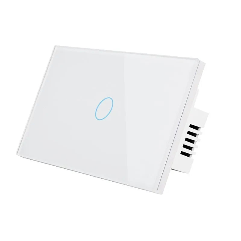White tempered glass RF remote control touch light switch for wall mounting