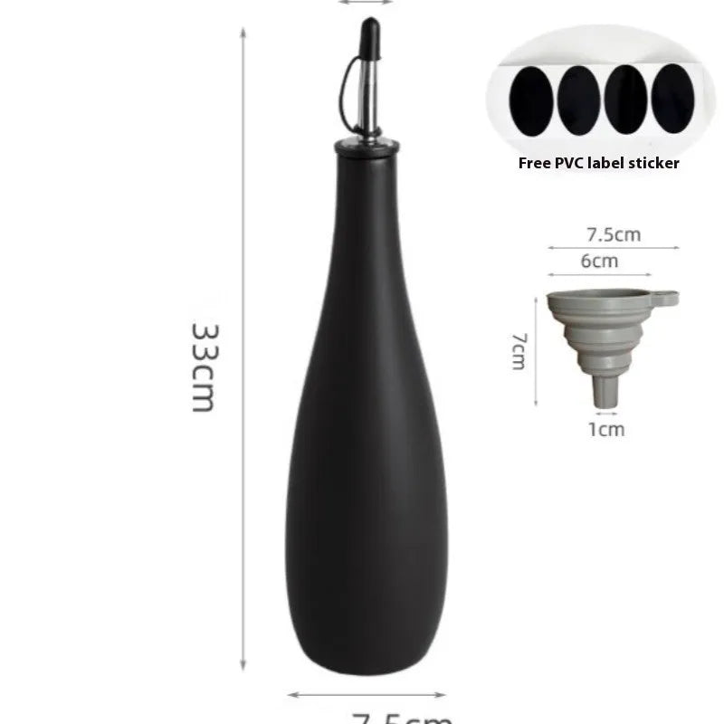 Ceramic oil pot with sealing lid and funnel for kitchen oil storage