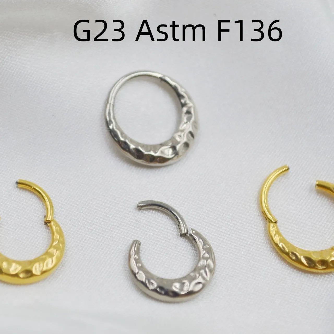 Titanium alloy nose ring with concave-convex carving design in gold or silver colour