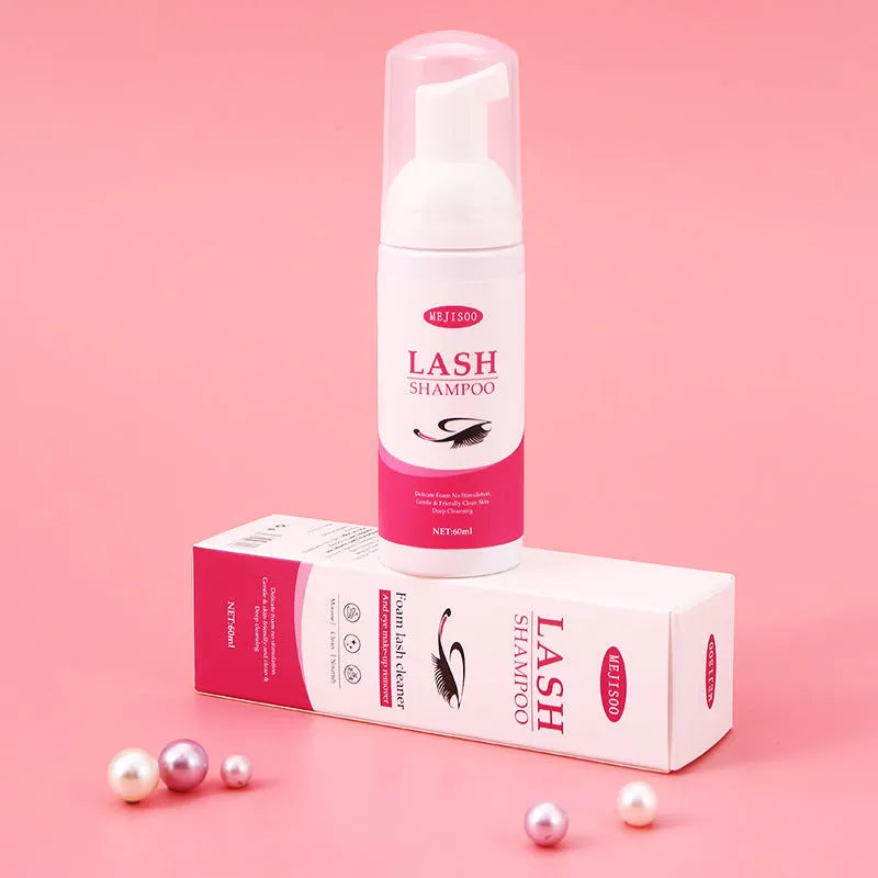 60ml lash shampoo mousse bottle with applicator brush for eyelash cleaning