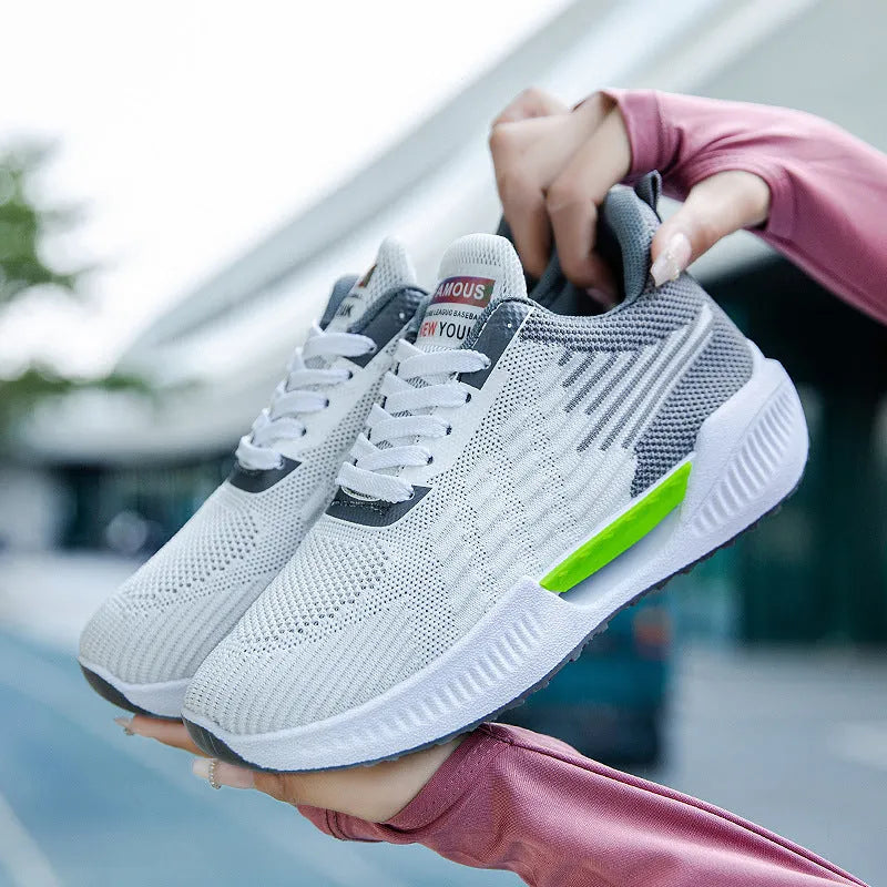 Men's blue casual mesh sports shoes with a round toe and cloth upper on a white background.