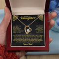 Hollow heart-shaped pendant necklace in silver or gold tone with mixed material construction and gift packaging