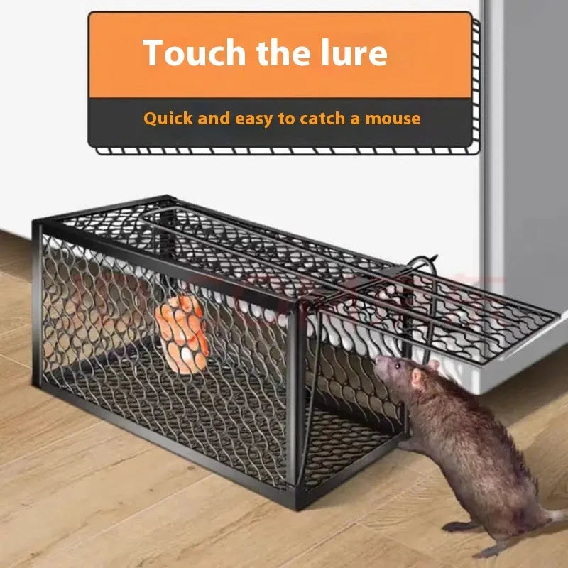 Automatic mouse trap cage in small, medium, and large sizes with metal and plastic construction options.