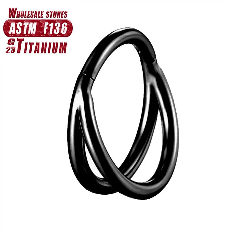 F136 titanium alloy fork nose ring body jewellery in silver, gold, black, and rose gold colours.