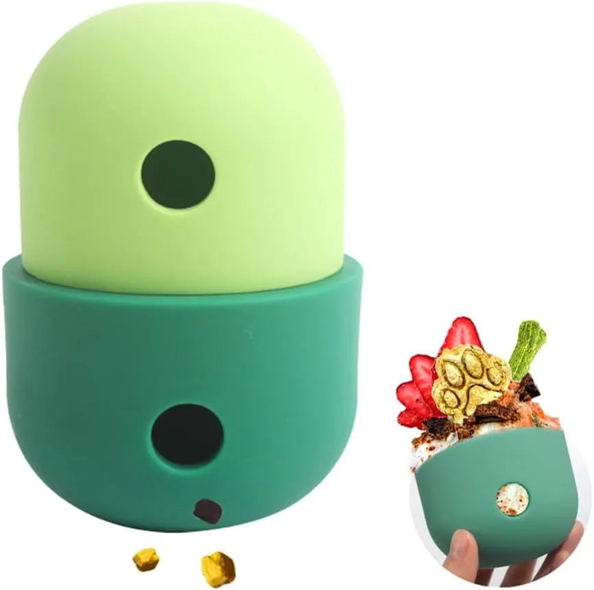 Dog treat puzzle ball 8x11cm in food grade silicone with detachable design