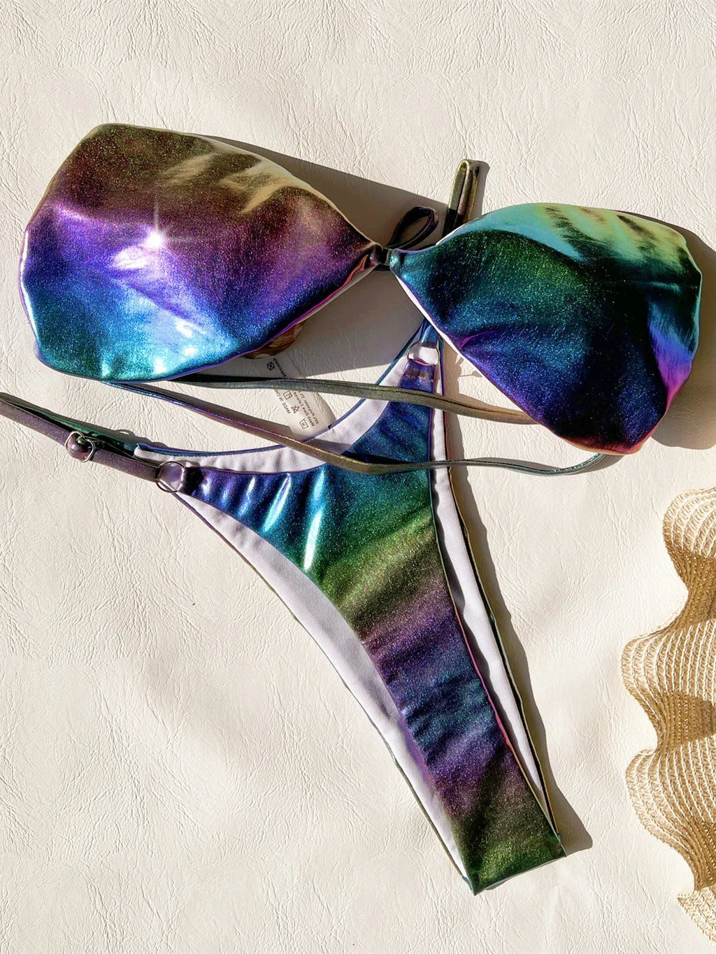 Women's purple gradient bikini swimsuit set on mannequin