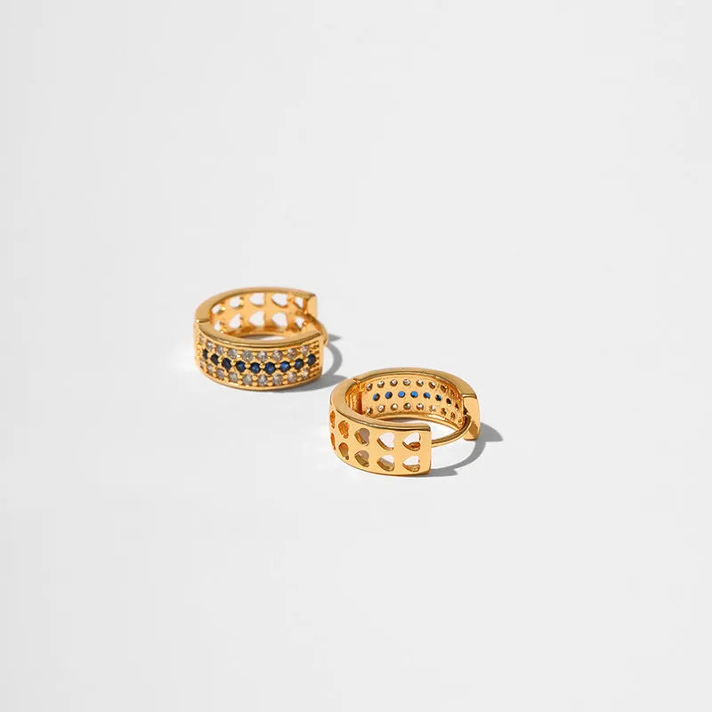 Geometric round women's earrings in copper with electroplated finish