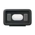 White waterproof phone holder mounted on bathroom tile with phone inside showing touch screen access