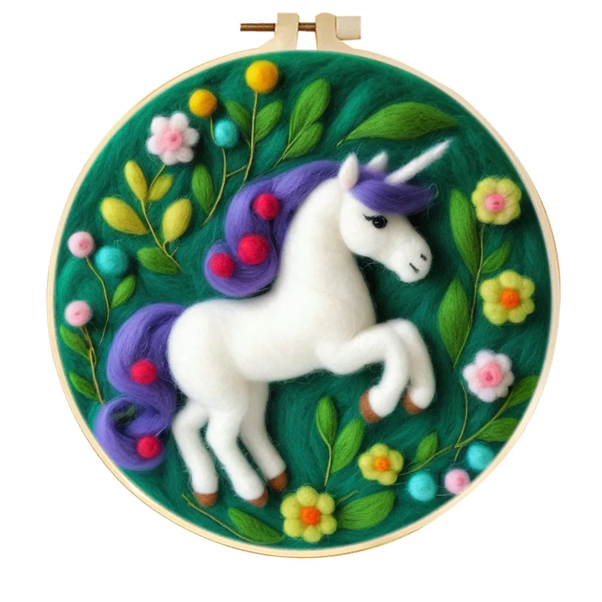 Round linen fabric embroidery kit with free hoop for making a 20x20 cm three-dimensional floral blanket painting.