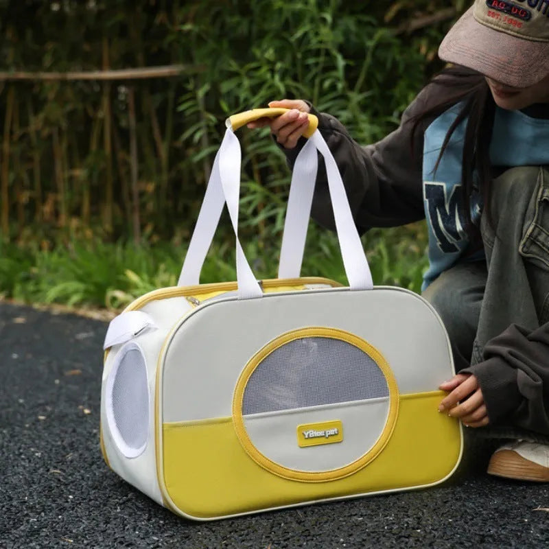 Foldable cat backpack carrier in Oxford cloth with breathable design and 15 Jin capacity