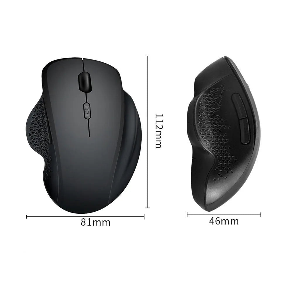 Black or grey wireless rechargeable mouse for laptops with USB cable, showing compact design.