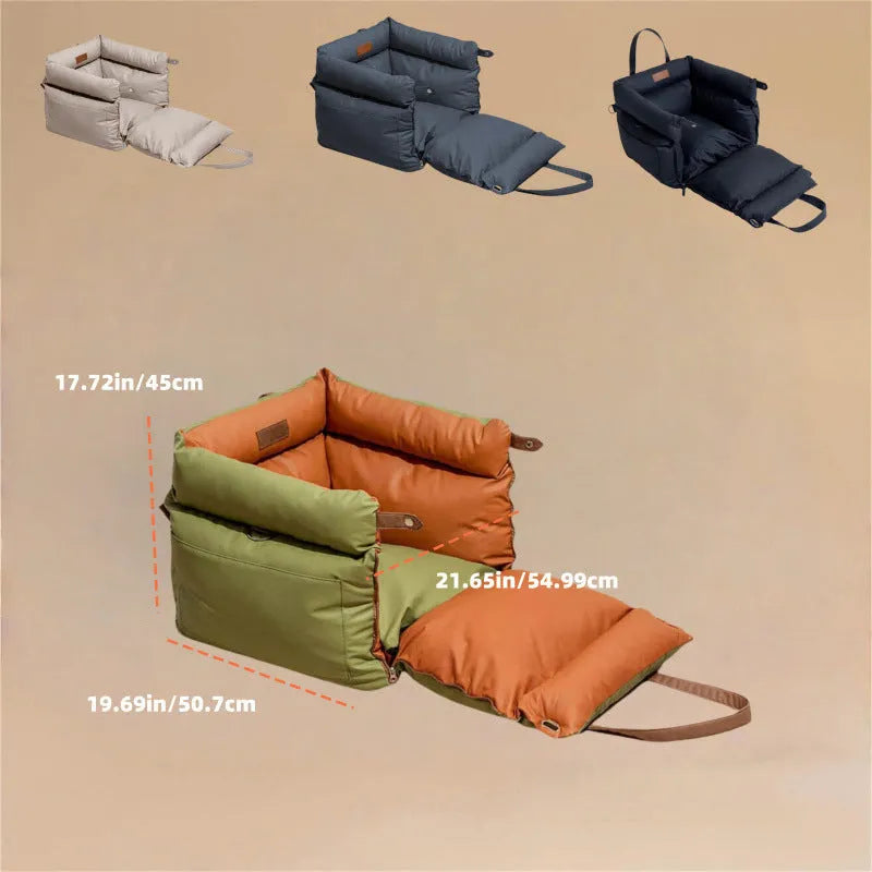 Waterproof PU leather dog car nest with removable cover in vehicle boot