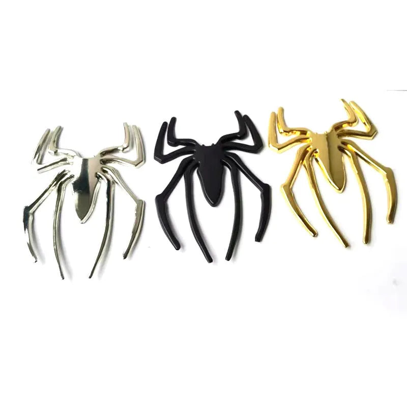 Gold zinc alloy metal spider decorative sticker on a white background