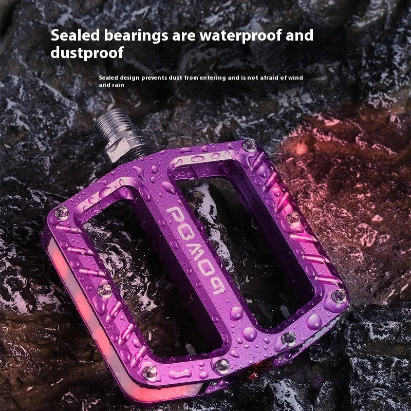 Aluminium alloy bicycle pedals with 710 LED lights in multiple colour options