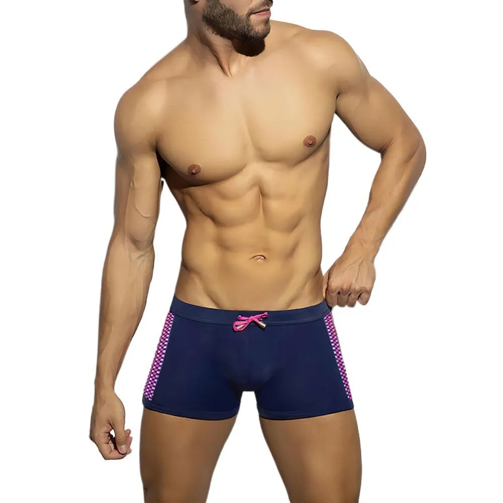 Men's polka dot print swimming boxers in quick-drying nylon fabric