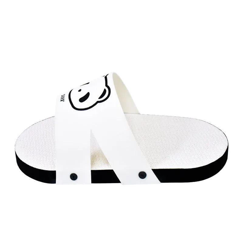 White corrugated paper cat scratch board with slipper-style shape for floor or wall use
