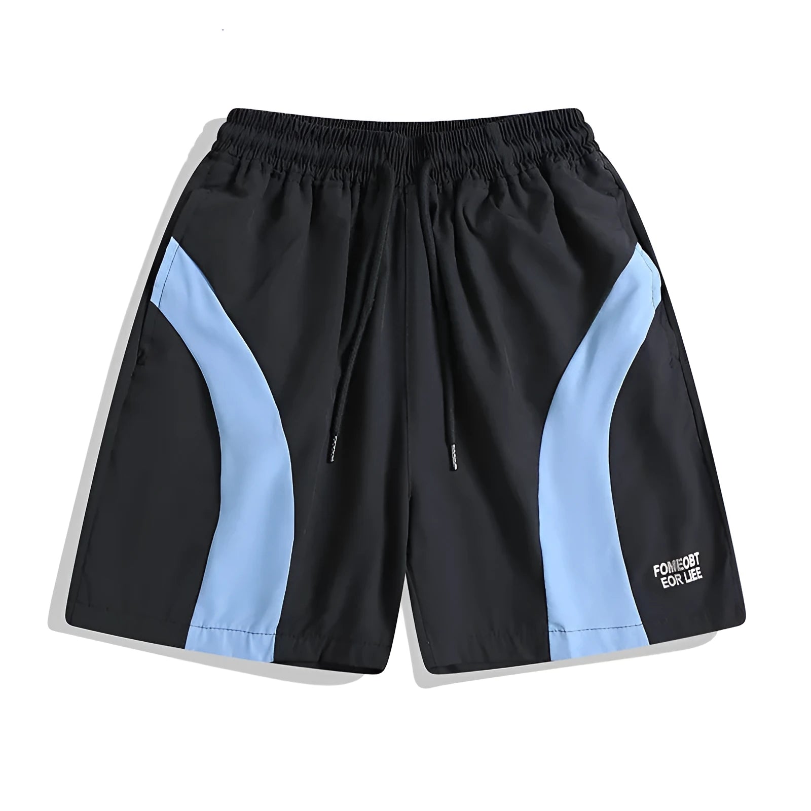 Black loose-fit sports shorts with elastic waistband and above-knee length for training