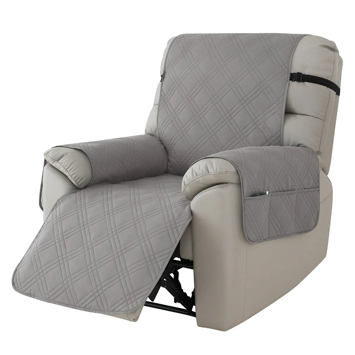 Quilted waterproof sofa cover for Chivas massage chair in burgundy colour.