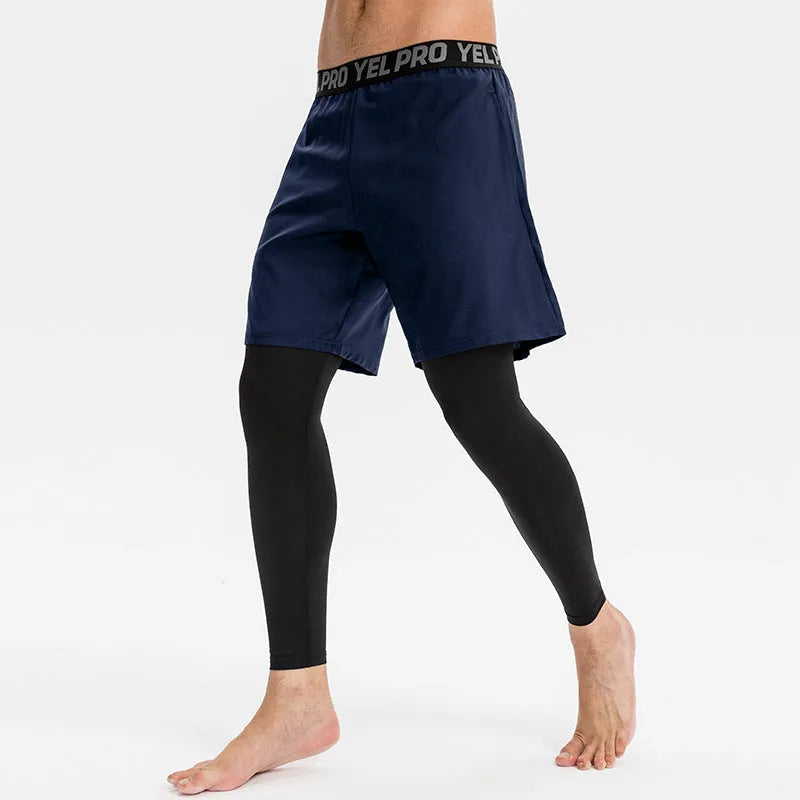 Men's tight-fitting quick drying sports pants in grey for fitness exercise