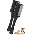 Pet razor comb grooming tool with comb teeth and replaceable razor blades for dog and cat hair trimming