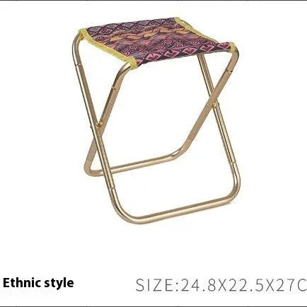 Black aluminium alloy folding stool in collapsed position for camping and outdoor use