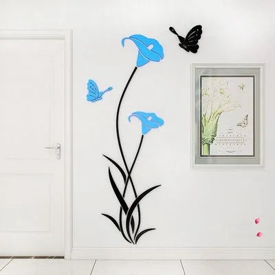 3D stereo lily pattern acrylic wall sticker in multiple colour options