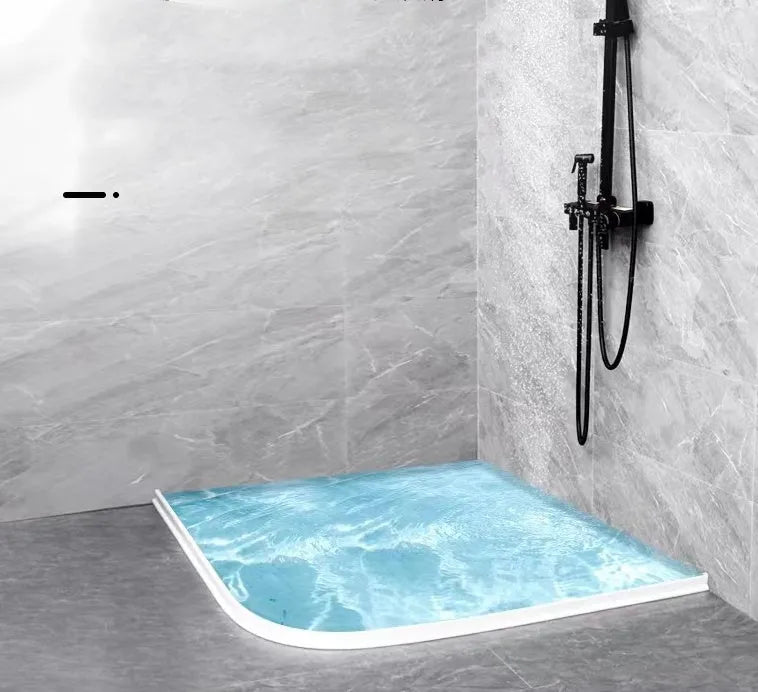 Flexible silicone bathroom water blocking strip in black, white, and grey colour options