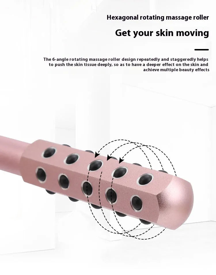 Purple germanium bead facial massage roller instrument showing 24 beads and 193mm length