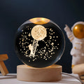 Starry sky luminous crystal ball with LED light on a 6cm round wooden base for desktop decoration