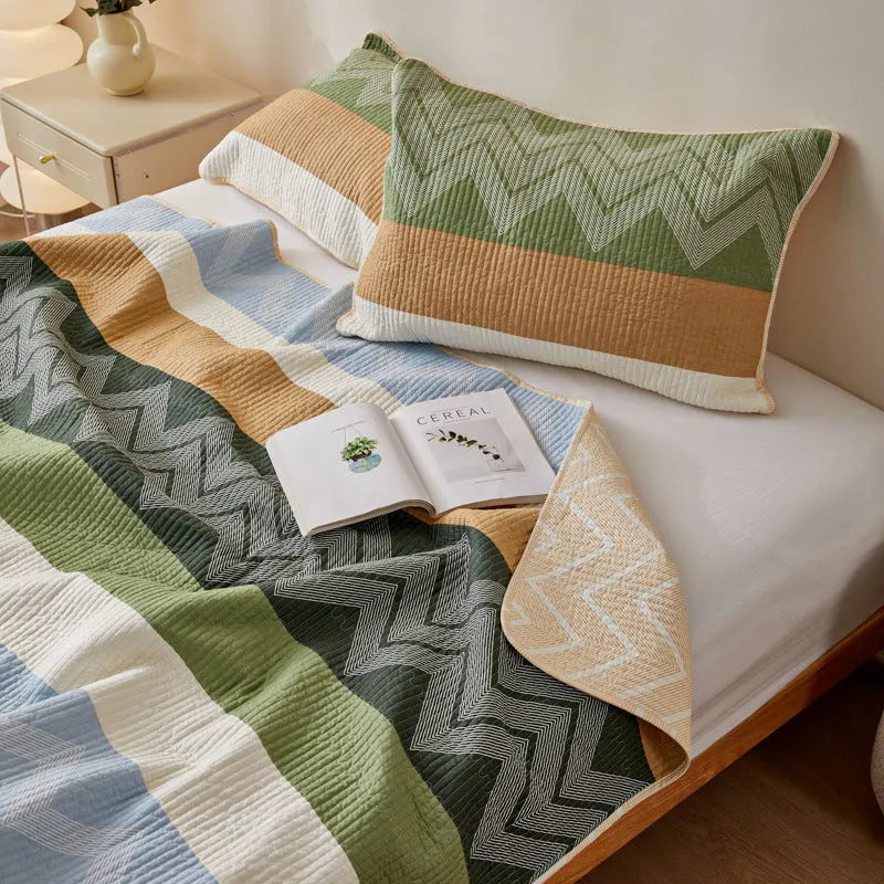 Pure cotton bed sheet three-piece set in modern simple style with reactive printed colours