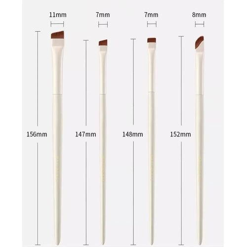 4 piece angled eyeliner and brow brush set with leather case