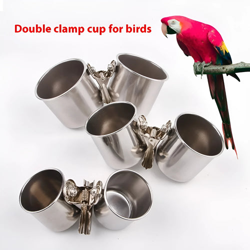 Stainless steel bird feeder for outdoor cages in small, medium and large sizes