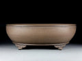 Handmade oval purple sand flowerpot for plants measuring 50cm by 39.5cm by 16cm
