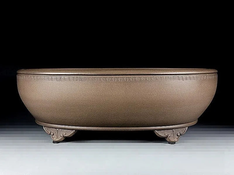 Handmade oval purple sand flowerpot for plants measuring 50cm by 39.5cm by 16cm