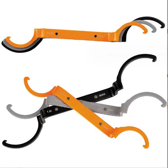 Three magnetic suction wrenches in orange, grey, and black colours showing size differences