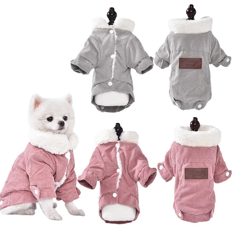 Lambswool grey dog fleece vest with wool lining for winter warmth