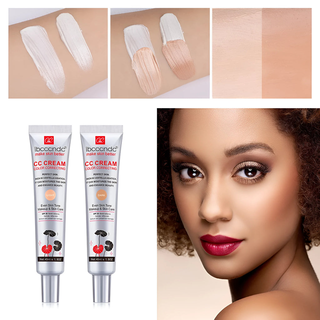 Erborian Centella Asiatica CC cream tube in dark and light shades, a colour correcting moisturising makeup primer.