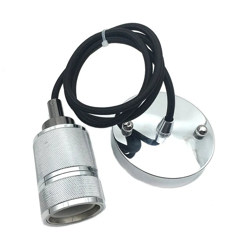 DIY decorative chandelier assembly kit with braided power cord and electroplated lamp holder in multiple colour finishes