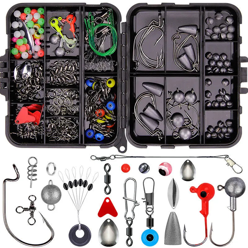 Weihe 257-piece fishing lure accessories kit in ABS storage box for Texas rigs and sea fishing