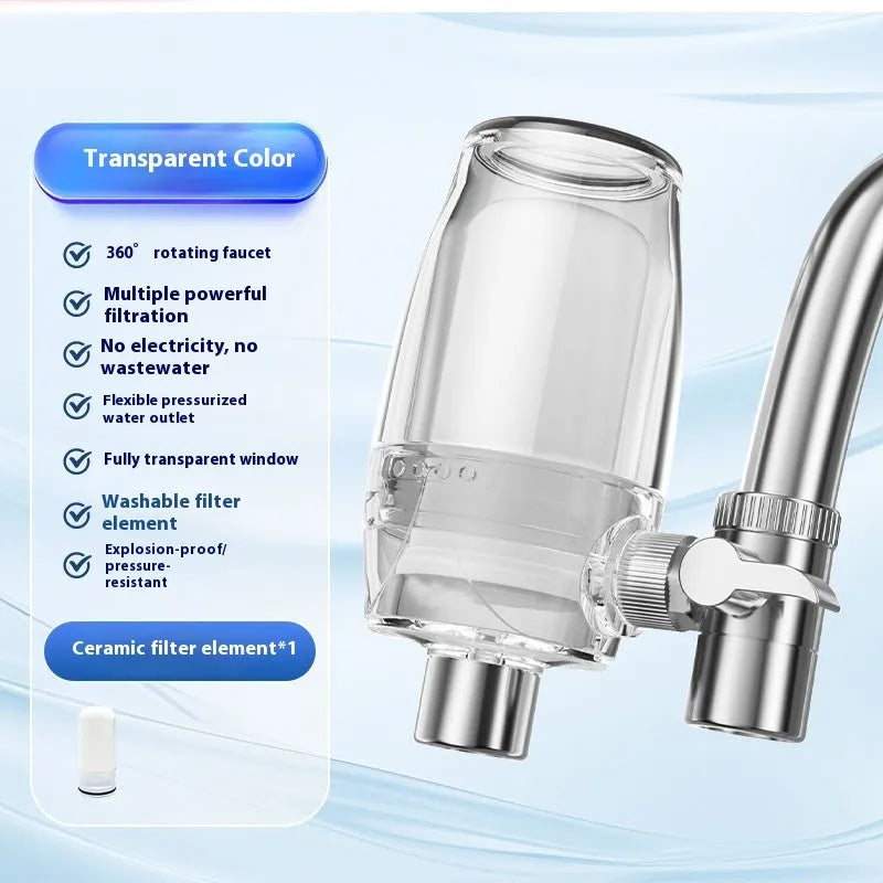 A single white ceramic water filter cartridge for faucet-mounted purification systems.